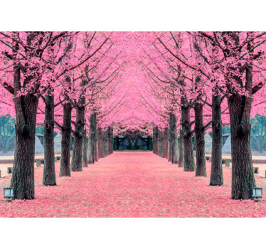 Living room blind pink trees nami island - TenStickers