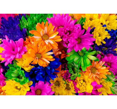 Living room blind in colorful chrysanthemum design - TenStickers