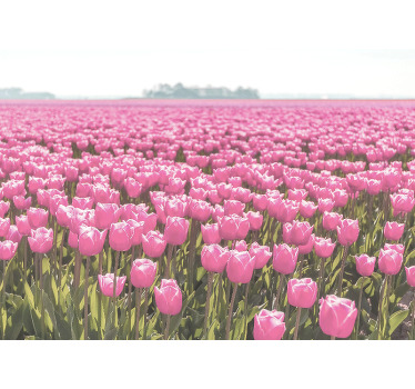 Living room blind different pink tulip field - TenStickers