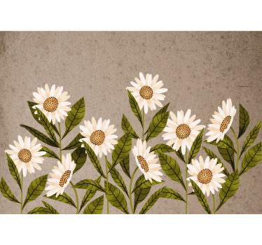 Living room blind vintage daisies design - TenStickers
