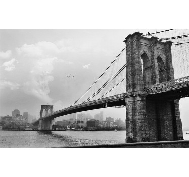 Living room blind with new york bridge mural - TenStickers