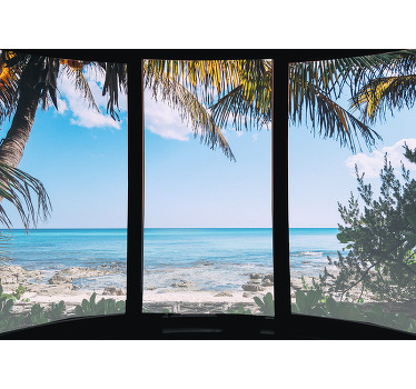 Living room blind with 3d sea view design - TenStickers