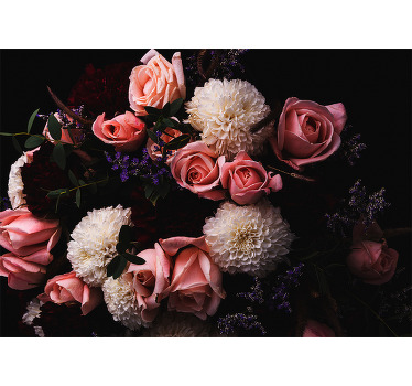 Living room blind luxurious bouquet of pink roses - TenStickers