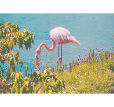 Living room blind with a beautiful flamingo near water - TenStickers