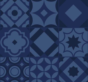 Toile fenêtre bleu carreaux bleu marine - TenStickers