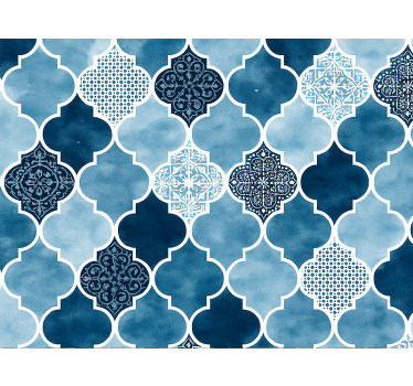 Toile fenêtre bleu aquarelle marocaine - TenStickers