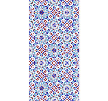 Toile fenêtre bleu motif céramique - TenStickers