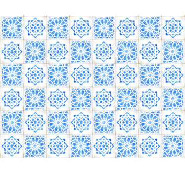 Toile fenêtre bleu motifs bleus complexes - TenStickers