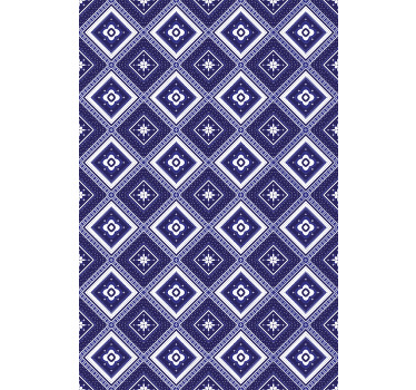 Toile fenêtre bleu motif losanges bleus - TenStickers