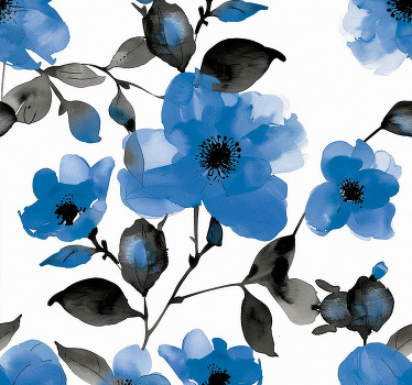 Toile fenêtre bleu motif de coquelicots bleu - TenStickers