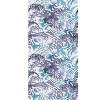 Toile fenêtre bleu palmiers et feuilles - TenStickers