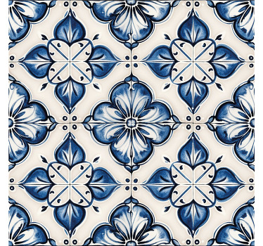 Toile fenêtre bleu motif floral bleu - TenStickers