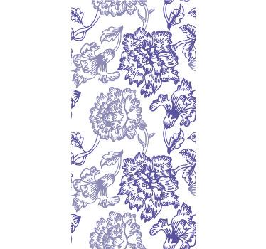 Toile fenêtre bleu motifs floraux élégants - TenStickers