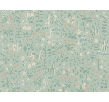 Toile fenêtre bleu floral scandinave - TenStickers