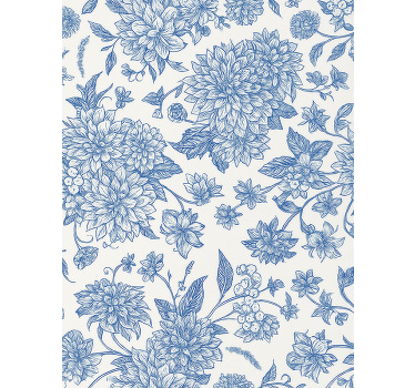 Toile fenêtre bleu dahlia floral - TenStickers