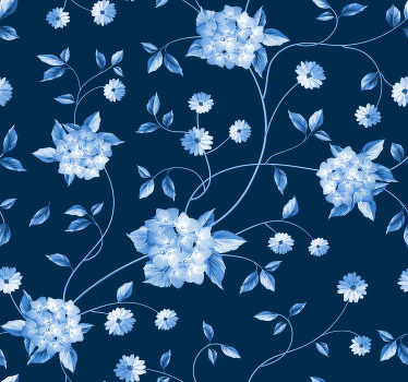 Toile fenêtre bleu tiges de fleurs - TenStickers