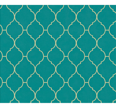 Toile fenêtre bleu motif or et turquoise - TenStickers