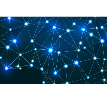 Niebieska roleta poligonowa mapa świata z blaskiem - TenStickers