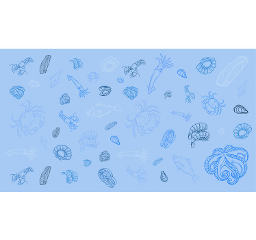 Estor enrollable azul patrón de mariscos - TenVinilo