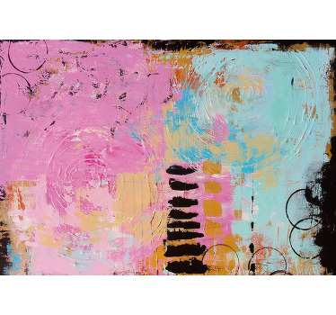 Rolgordijn woonkamer abstracte schilderij origineel - TenStickers