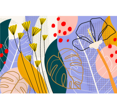 Rolgordijn woonkamer abstracte bloemen in kleur - TenStickers