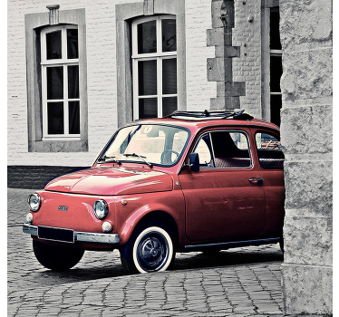 Rolgordijn woonkamer vintage oude fiat 500 - TenStickers