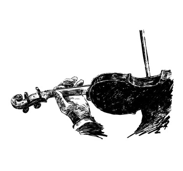 Rolgordijn woonkamer handgetekende violist muzikant - TenStickers