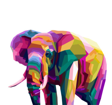 Rolgordijn woonkamer multicolor realistische olifant - TenStickers