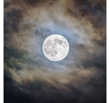 Rolgordijn woonkamer volle maan nacht - TenStickers