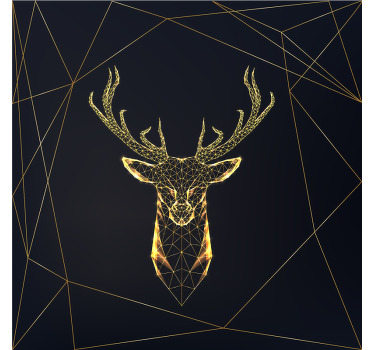 Rolgordijn woonkamer geometrische hert met goud - TenStickers