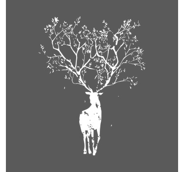 Rolgordijn woonkamer tree stag - TenStickers