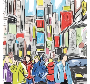 Rolgordijn woonkamer moderne new yorkse personen - TenStickers