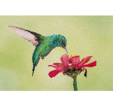 Rolgordijn woonkamer kleurrijke vogelmozaïek - TenStickers