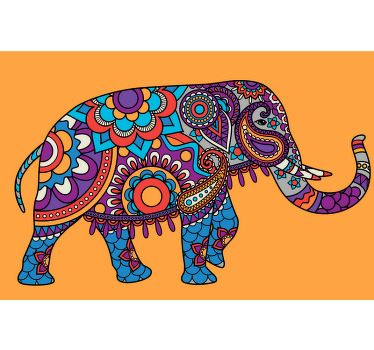 Rolgordijn woonkamer olifanten mandala multicolor - TenStickers