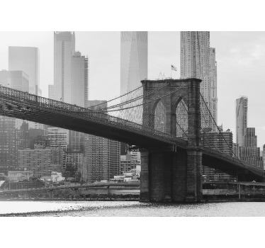 Rolgordijn woonkamer zwart-wit foto brooklyn bridge - TenStickers