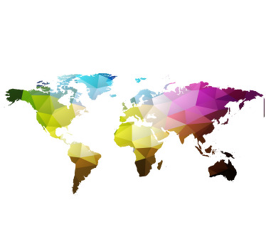 Rolgordijn woonkamer triangle wereldkaart - TenStickers