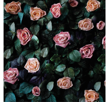 Rolgordijn woonkamer rode rozen bloemen - TenStickers