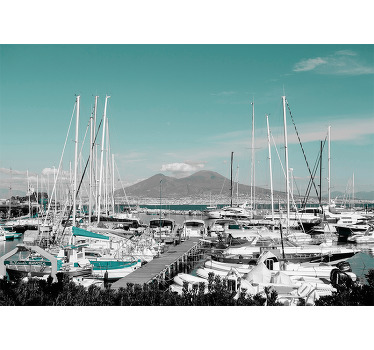盲人客厅设计与维苏威火山那不勒斯风景 - TenStickers