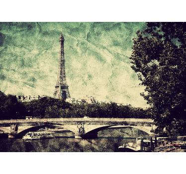 Rolgordijn woonkamer illustratie van parijs - TenStickers