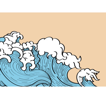 Rolgordijn woonkamer 70's esthetische popgolf - TenStickers