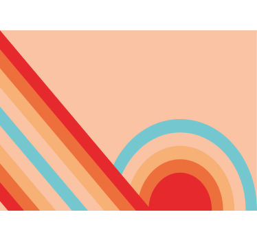 Rolgordijn woonkamer semicirkels jaren 70 pop - TenStickers