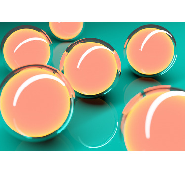 Rolgordijn woonkamer 3d zwevende kommen met uitzicht - TenStickers