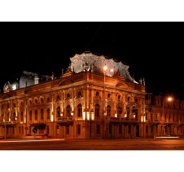 Rolgordijn woonkamer Łódź nacht tijd - TenStickers