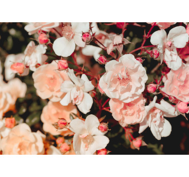 Rolgordijn woonkamer met veel bloemen - TenStickers