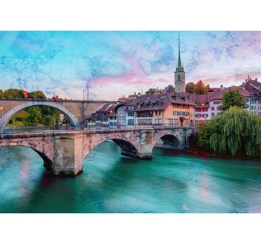 Rolgordijn woonkamer klassieke stijl stad bern - TenStickers