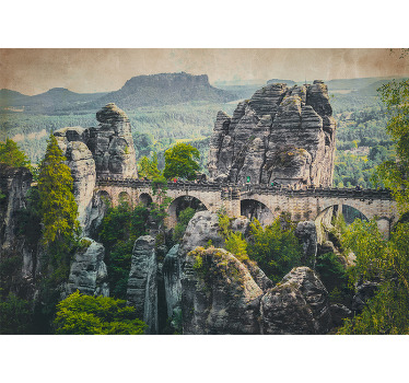 Rolgordijn woonkamer prachtige stenen brug in de bergen - TenStickers