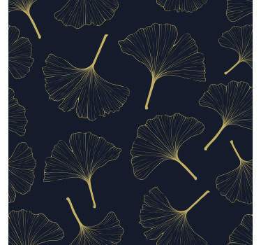 Estor enrollable salón hojas de ginkgo doradas 3d - TenVinilo