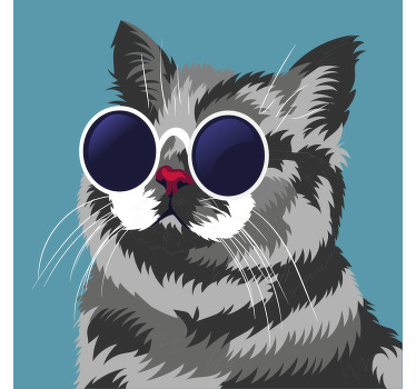 Rolgordijn woonkamer grappige schilderij van een grijze kat - TenStickers