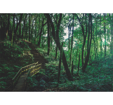 Rolgordijn woonkamer prachtig groen bomenlandschap - TenStickers