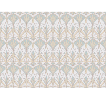 Beige roller blind with botanical retro floral design - TenStickers